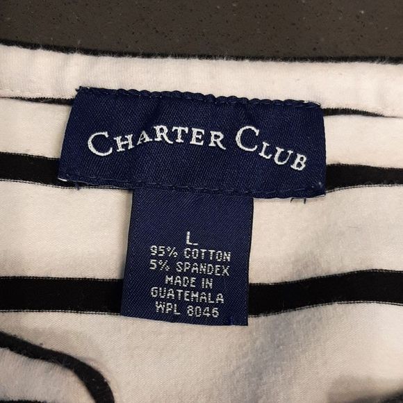 Charter Club Black and White Striped Blouse - Picture 5 of 7